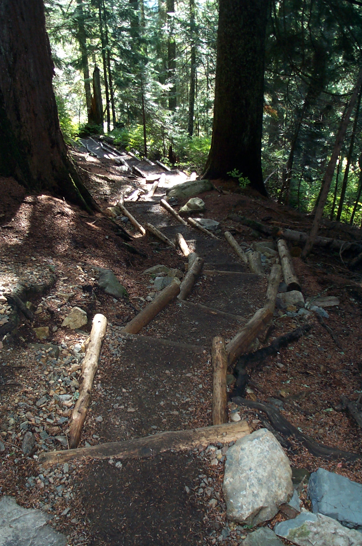 steps near the beginning of the Alpental trail to Snow Lake