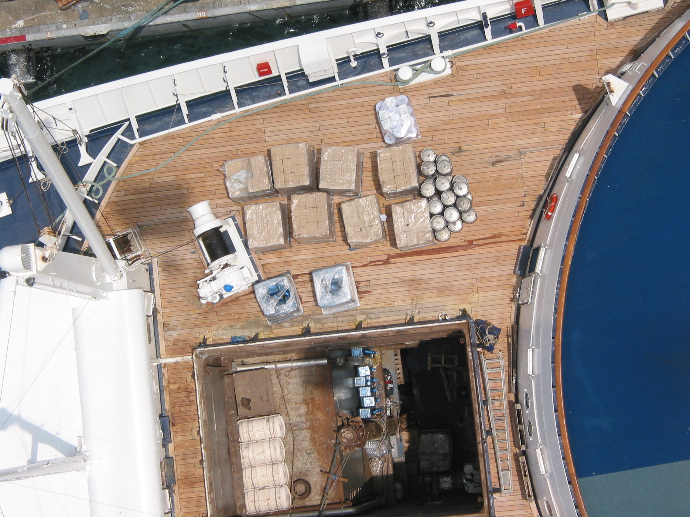 note the beer kegs on the deck of this boat