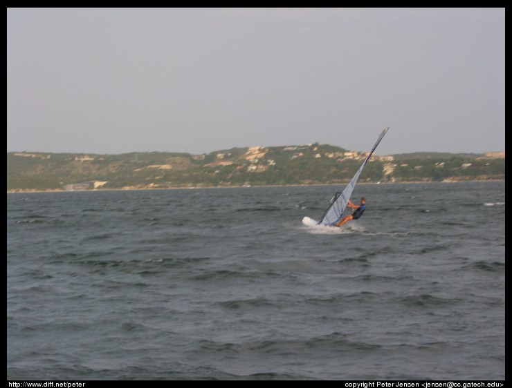 same windsurfer, after tacking back