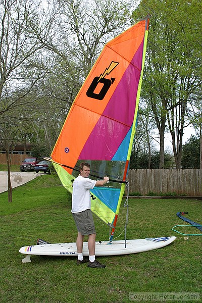 taking the old windsurfer for a spin on Lake Jensen (i.e. the front yard)