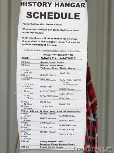 History Hangar Schedule
