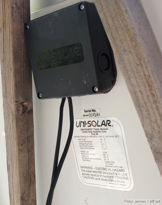 uni-solar panel at Bearpaw meadow - max 64W