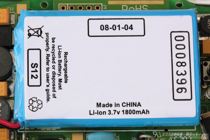 closeup of 3.7V Li-Ion 1800mAh battery