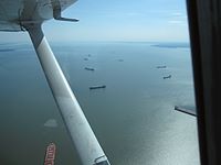 container ships in Chesapeake Bay