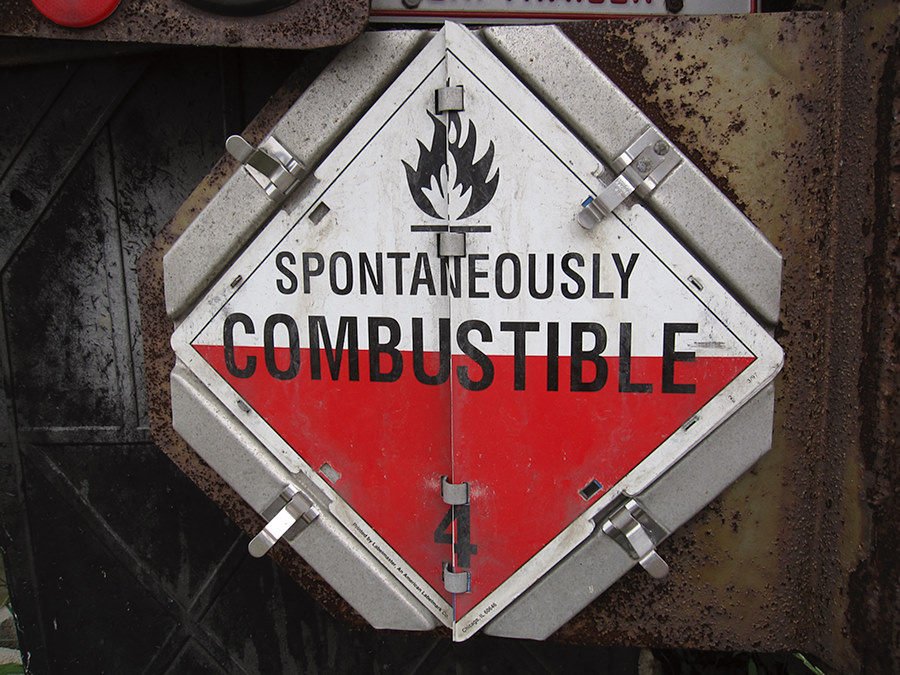 SPONTANEOUSLY COMBUSTIBLE
