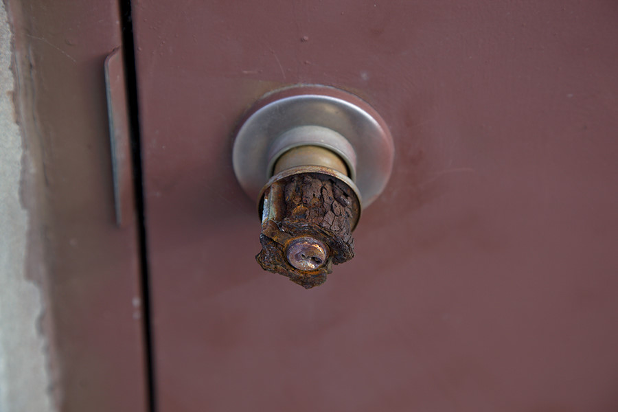 door knob completely rusted away