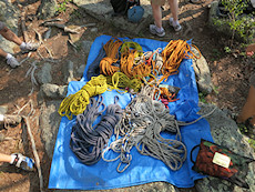 another pile of gear - a mix of dynamic and static ropes
