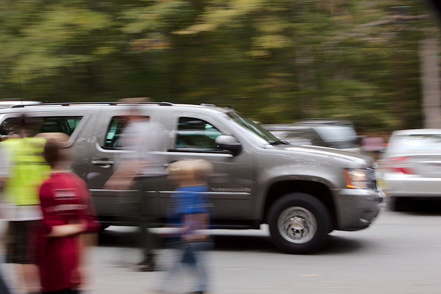 hard SUV from the secret service or some other rifle-toting government agency swinging by