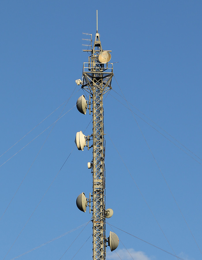 antenna tower near the dam