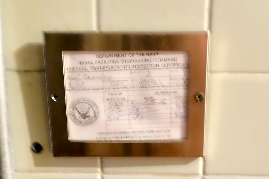 Department of the Navy, Naval Facilities Engineering Command, Vertical Transportation Inspection Certificate