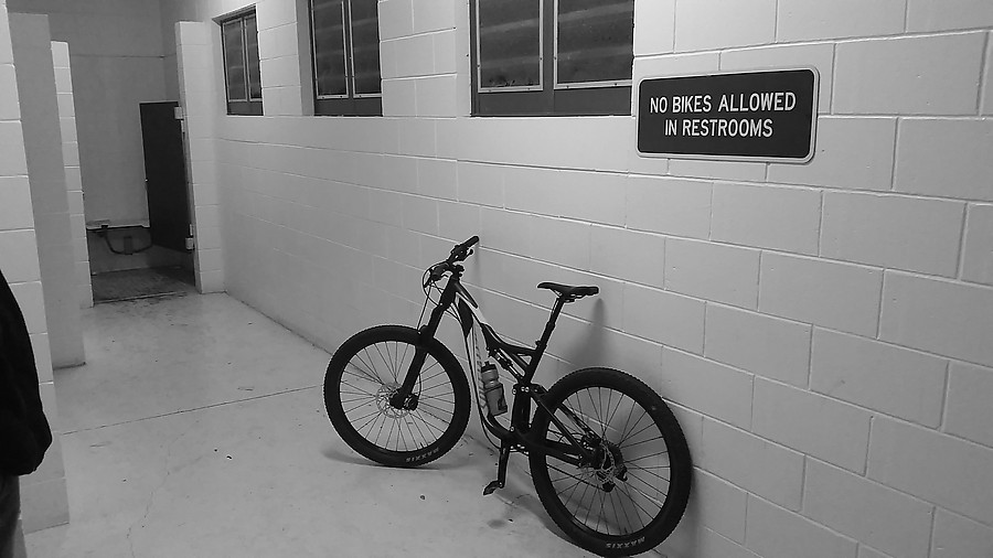 no bikes allowed in restrooms