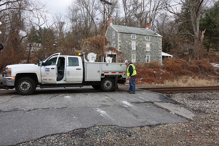 nice guy from CSX headed down the rails to inspect some electrically heated switches