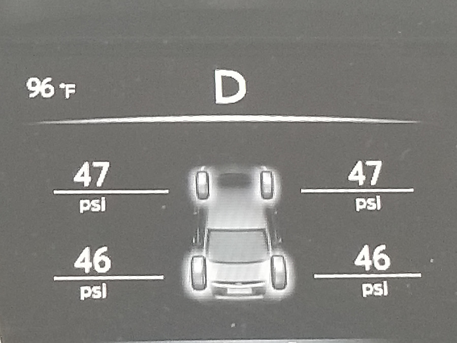 Nissan Altima tire pressures from National Rental Car after a highway drive