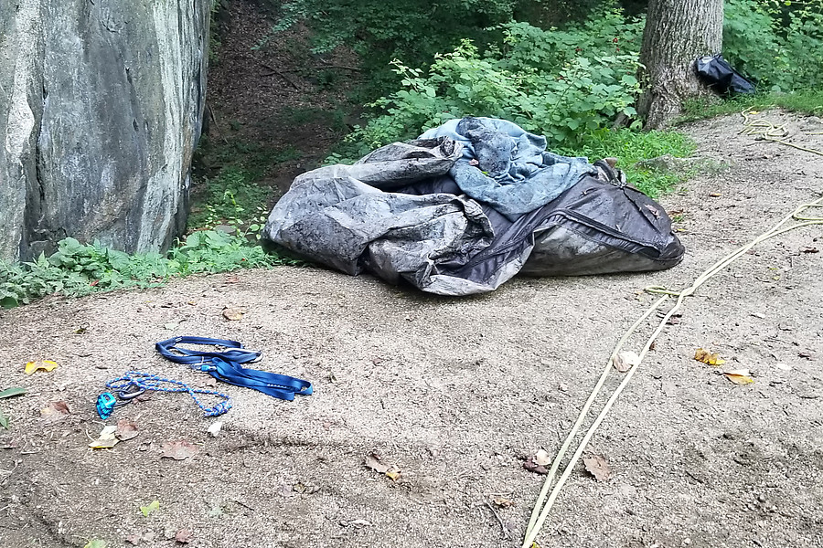 this tent was partially buried and we filled it with a lot of the other junk trash