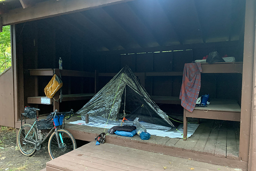 massive thunderstorms put me beyind schedule to make it to my planned destination of Indian Rock campgrounds in York. In penance I kept the group size small, carried away my waste, and spent 30 minutes picking up all of the litter I could find