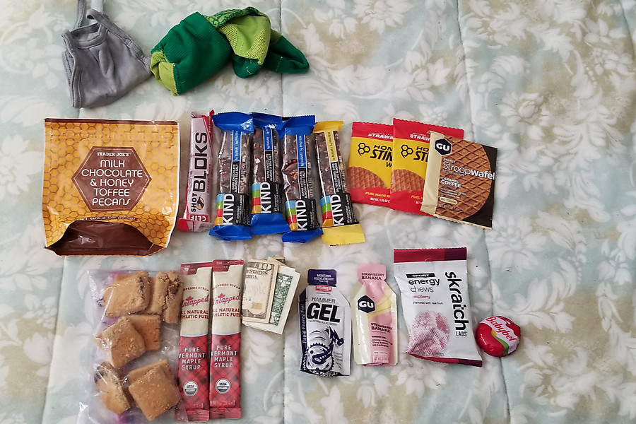 everything left in my pack at the end of the ride - was worried that my 87 mile food stash would be gone so I loaded up at lunch