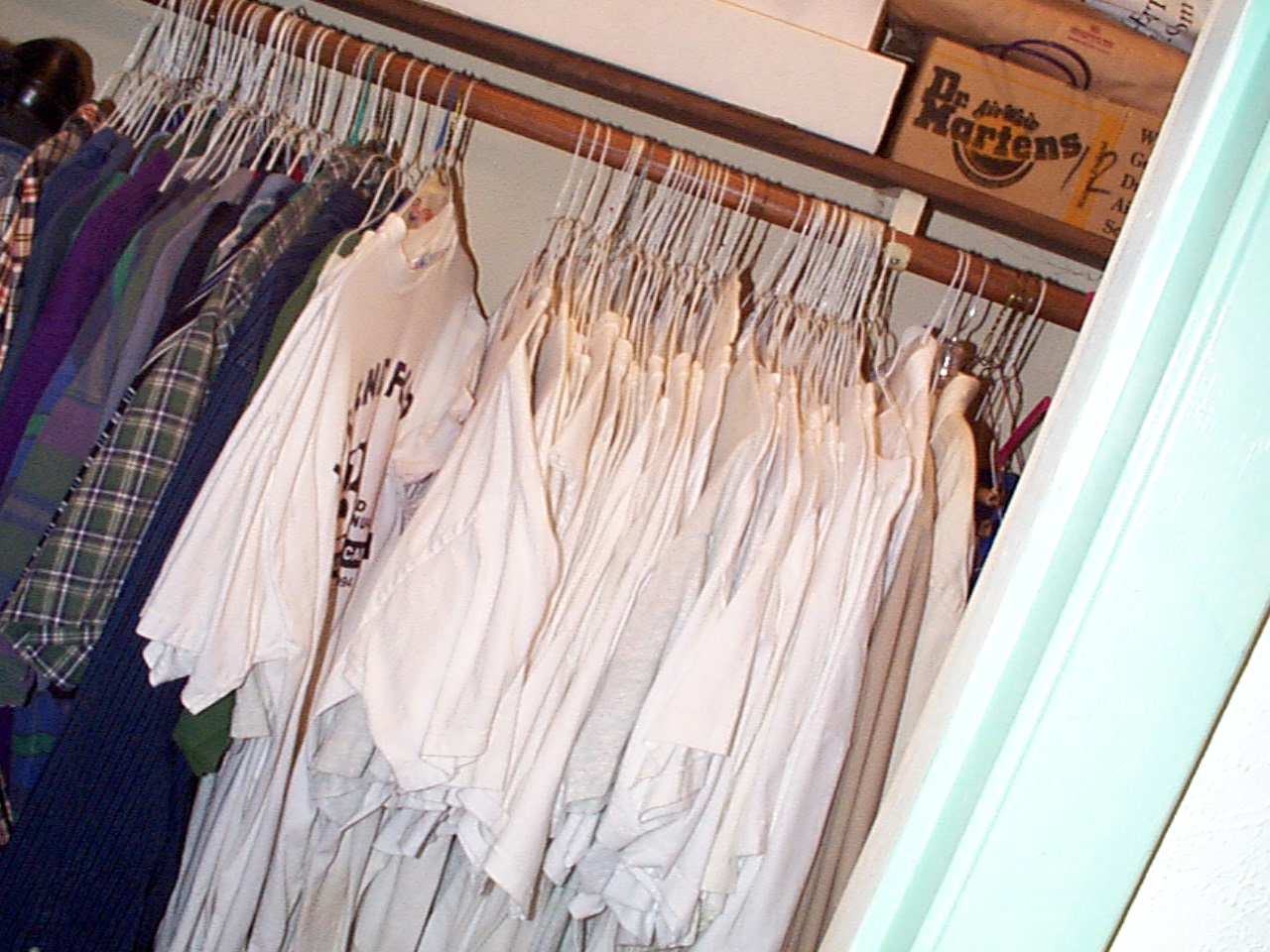 white tshirts in closet