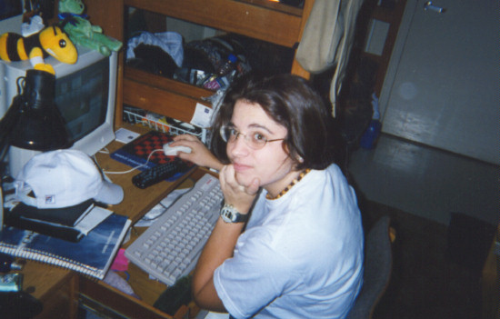 megan working on the computer