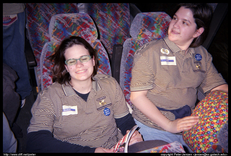 Elizabeth and Nikki on the bus