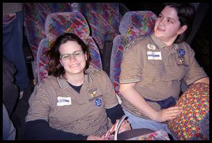 Elizabeth and Nikki on the bus