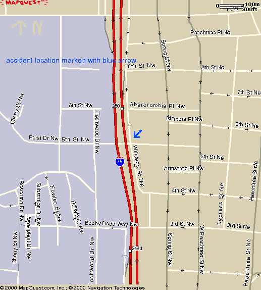 map indicating location of collision