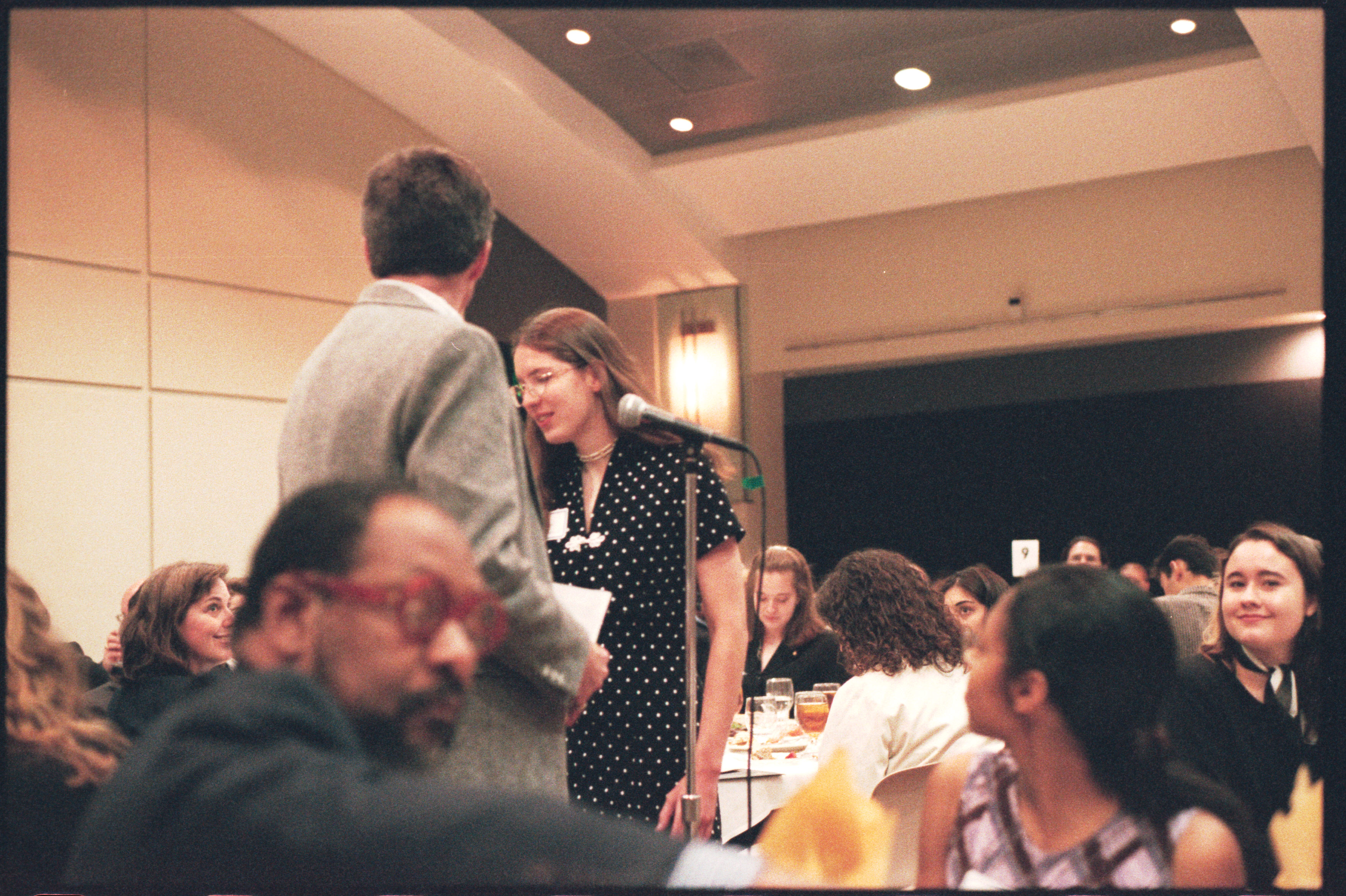 Blair receiving an award from the math department
