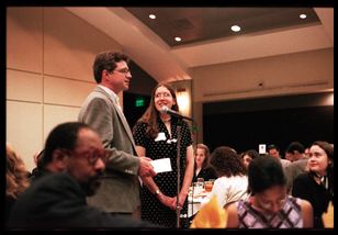 Blair receiving an award from the math department