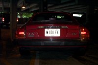MIDLFE license plate in a deck at Tech