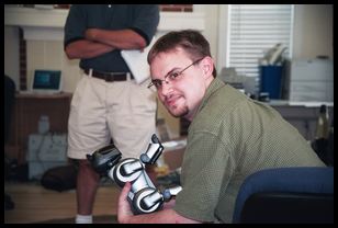 thomas plays with aibo