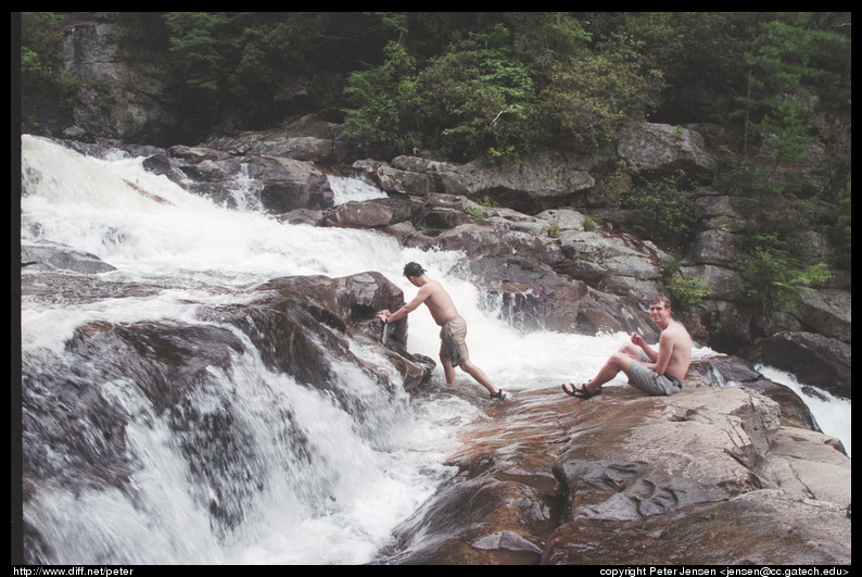 michael pushes the falls peter