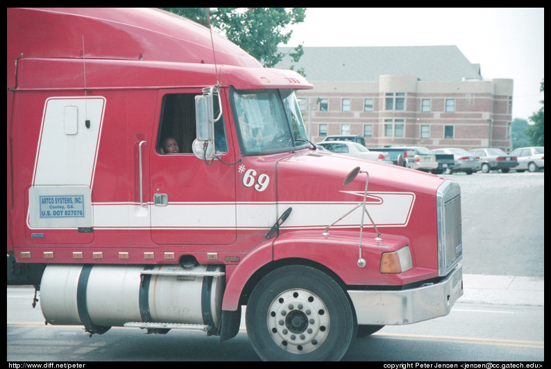 cute boy in 18 wheeler