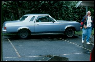 Mrs Hagadorn and blue car