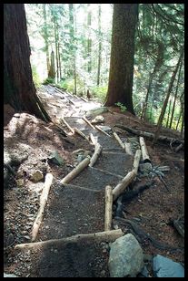 steps near the beginning of the Alpental trail to Snow Lake