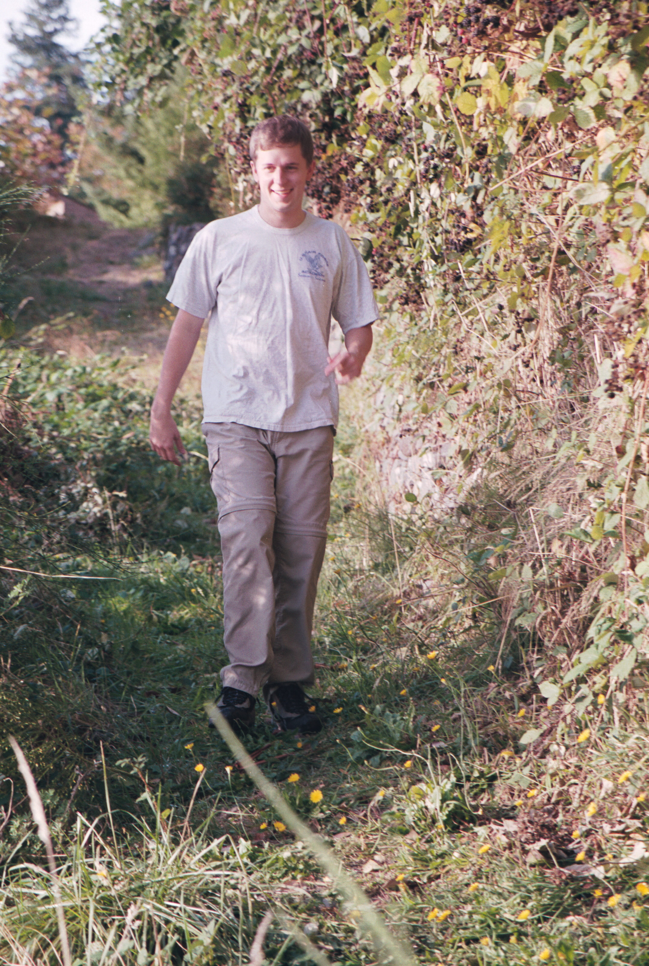 Charlie walking toward Lindsay waterfront