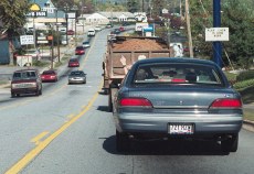 small-town Sunday traffic