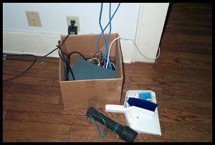 Internet connection sharing in a cardboard box