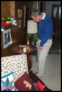 Dad plays chess with himself