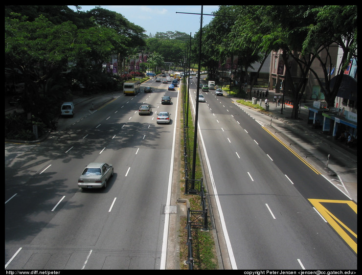 road from a pedestrian bridge