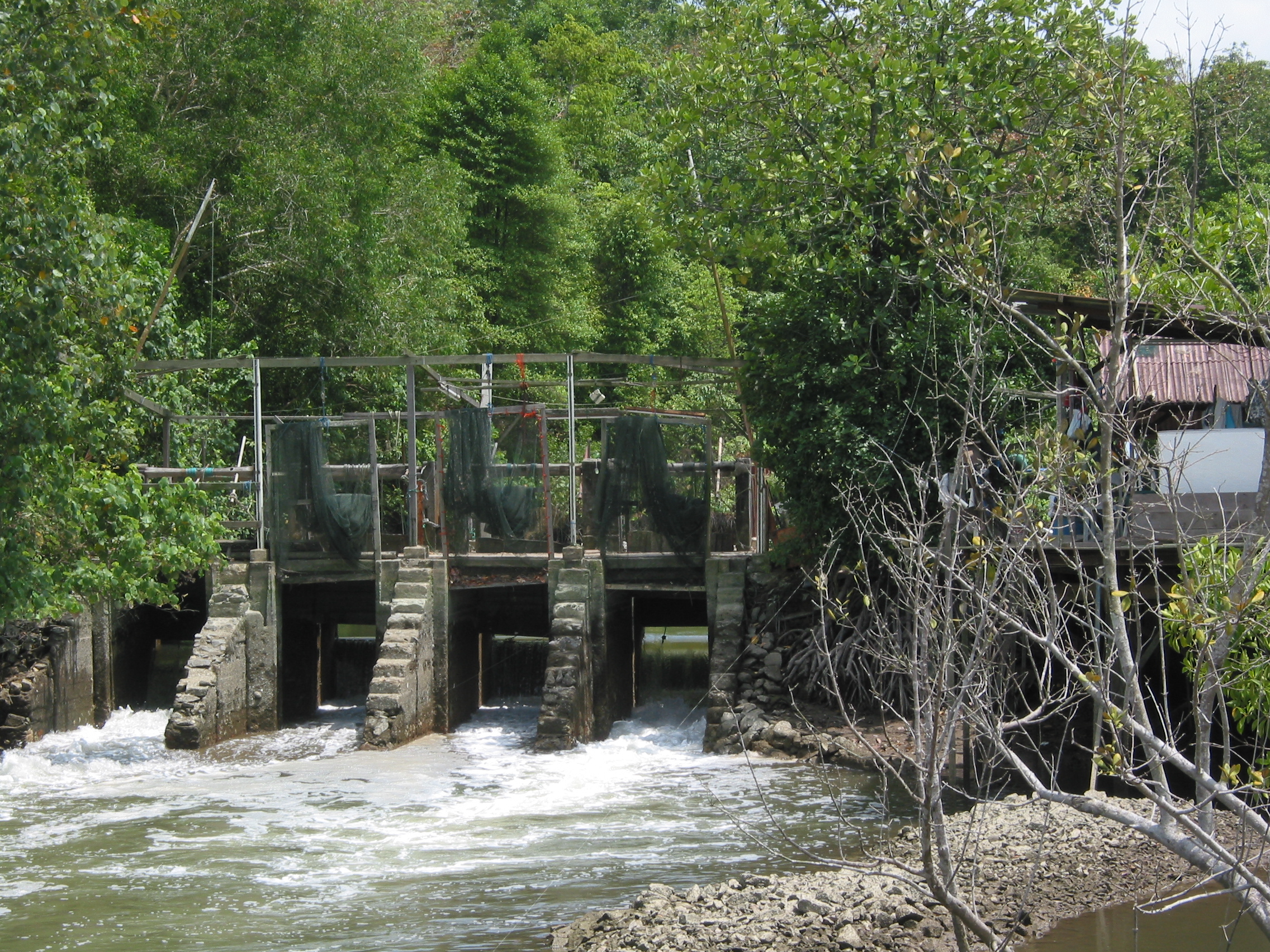 close-up of sluice gates