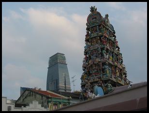 Hindu temple and downtown