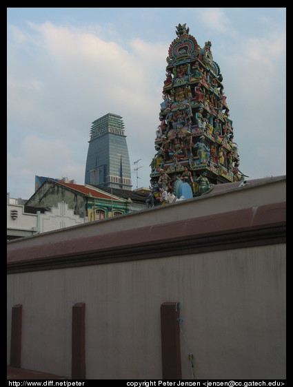 Hindu temple and downtown