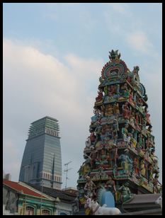 Hindu temple and downtown