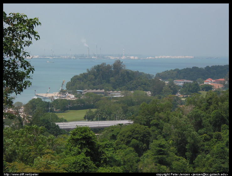 reclaimed land with oil industry stuff to the southeast