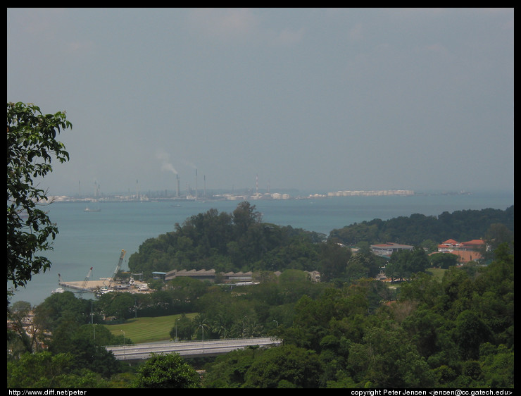 reclaimed land with oil industry stuff to the southeast