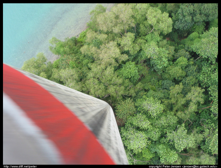 going through a support tower