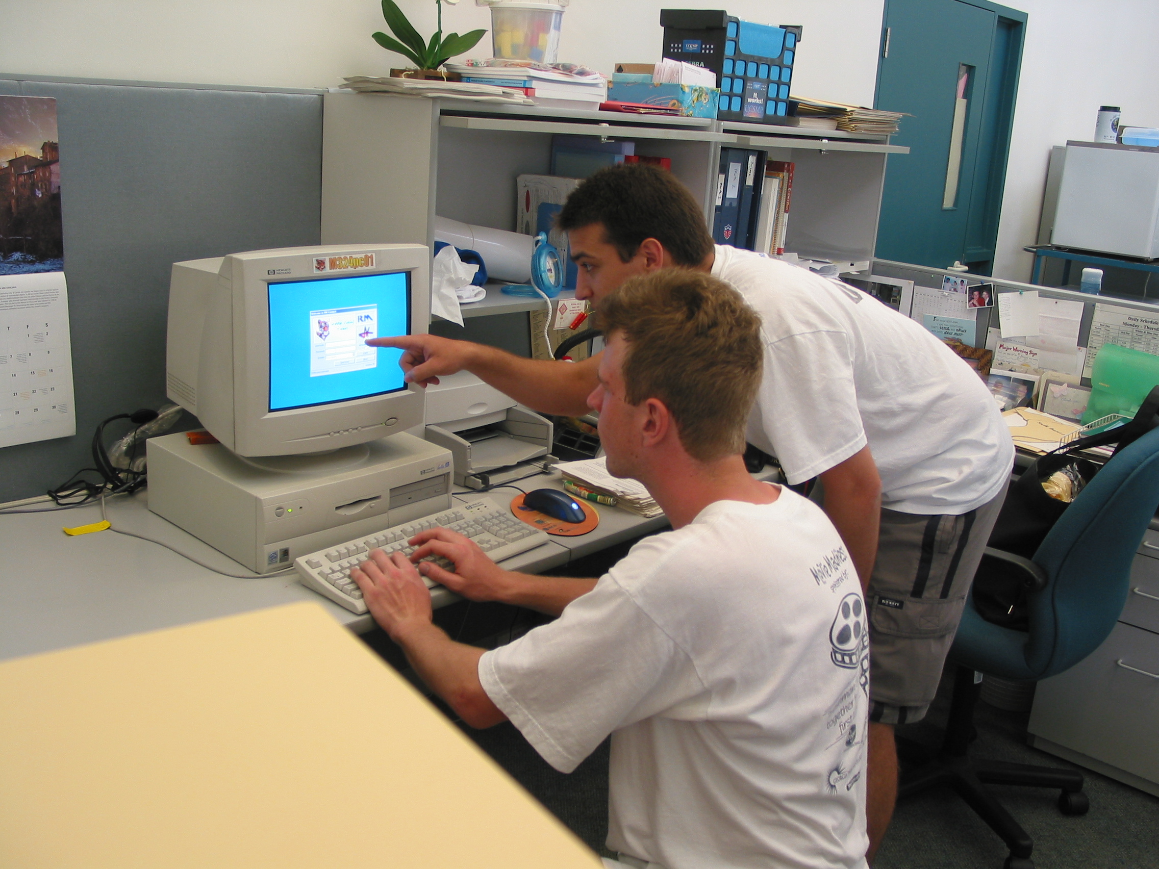 Peter and Jacob hacking Meredith's computer