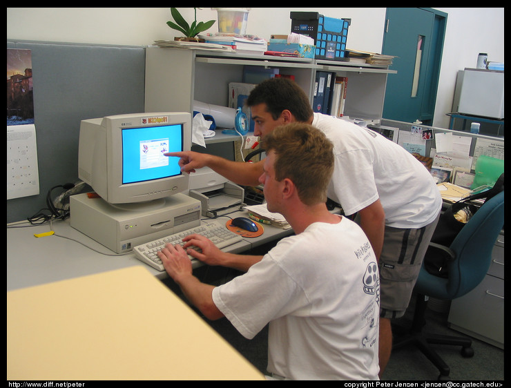 Peter and Jacob hacking Meredith's computer