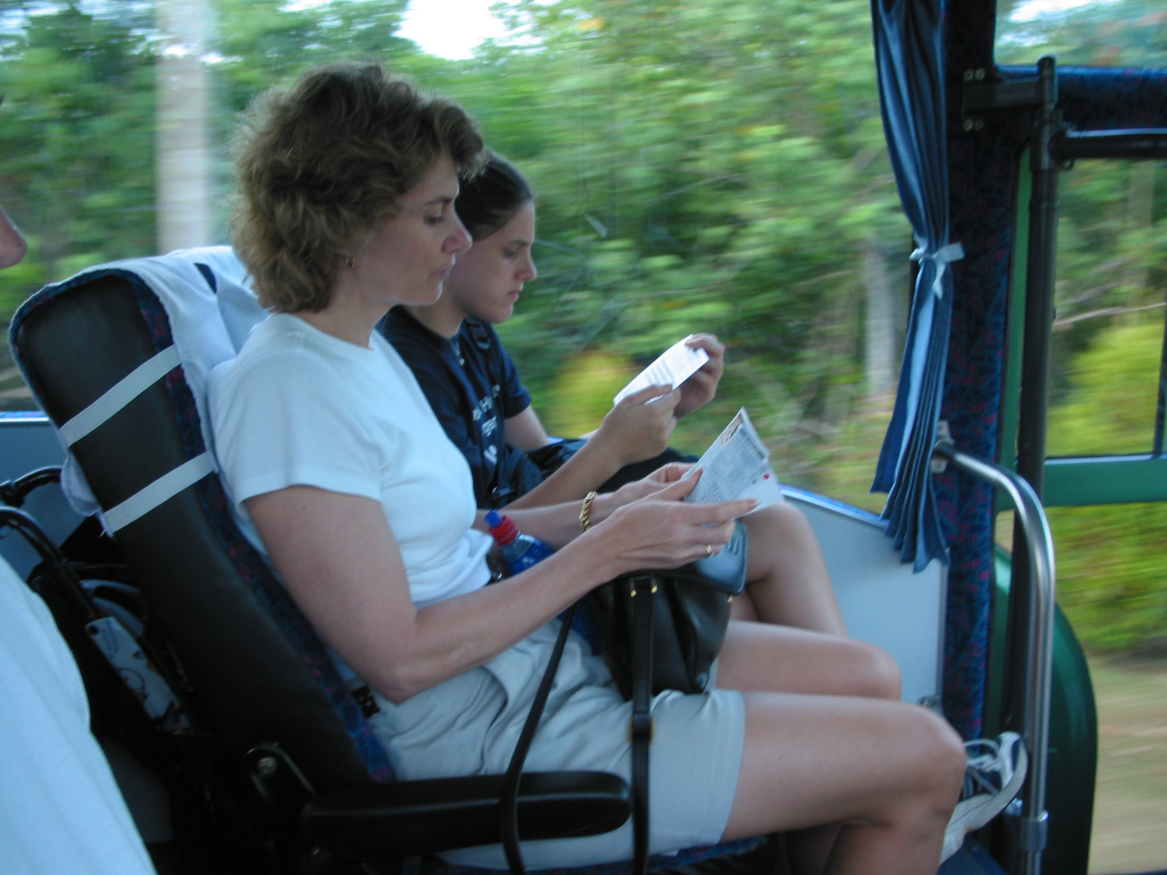 Meredith and Allyson riding the bus