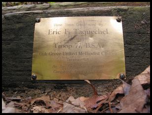 Eagle Project plaque on stairs