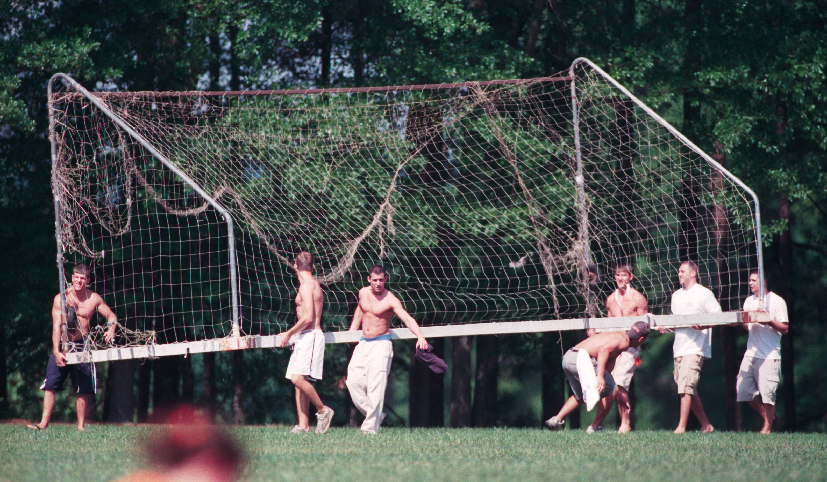Clemson soccer dudes moving goals